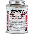 Christy's Red Hot Blue Glue PVC Cement - Medium Body, Very Fast Set, Low-VOC, 1/2 Pint (8 fl oz)