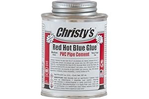 Christy's Red Hot Blue Glue PVC Cement - Medium Body, Very Fast Set, Low-VOC, 1/2 Pint (8 fl oz)