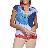 DKNY Womens Cap Sleeve Business Casual Blouse