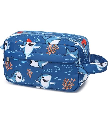 HawLander Kids Toiletry Bag for Travel With Carry Handle, Blue