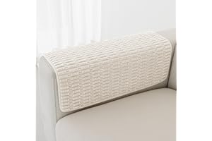 Foxdecor Couch Arm Cover Sofa Armrest Cover Armchair Covers, Anti-Slip Couch Arm Protectors Sofa Arm Covers Pack of 2pcs, 26x26 Inch Cream