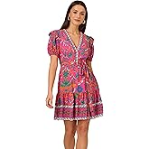 Adrianna Papell Womens Printed Short Flounce Dress