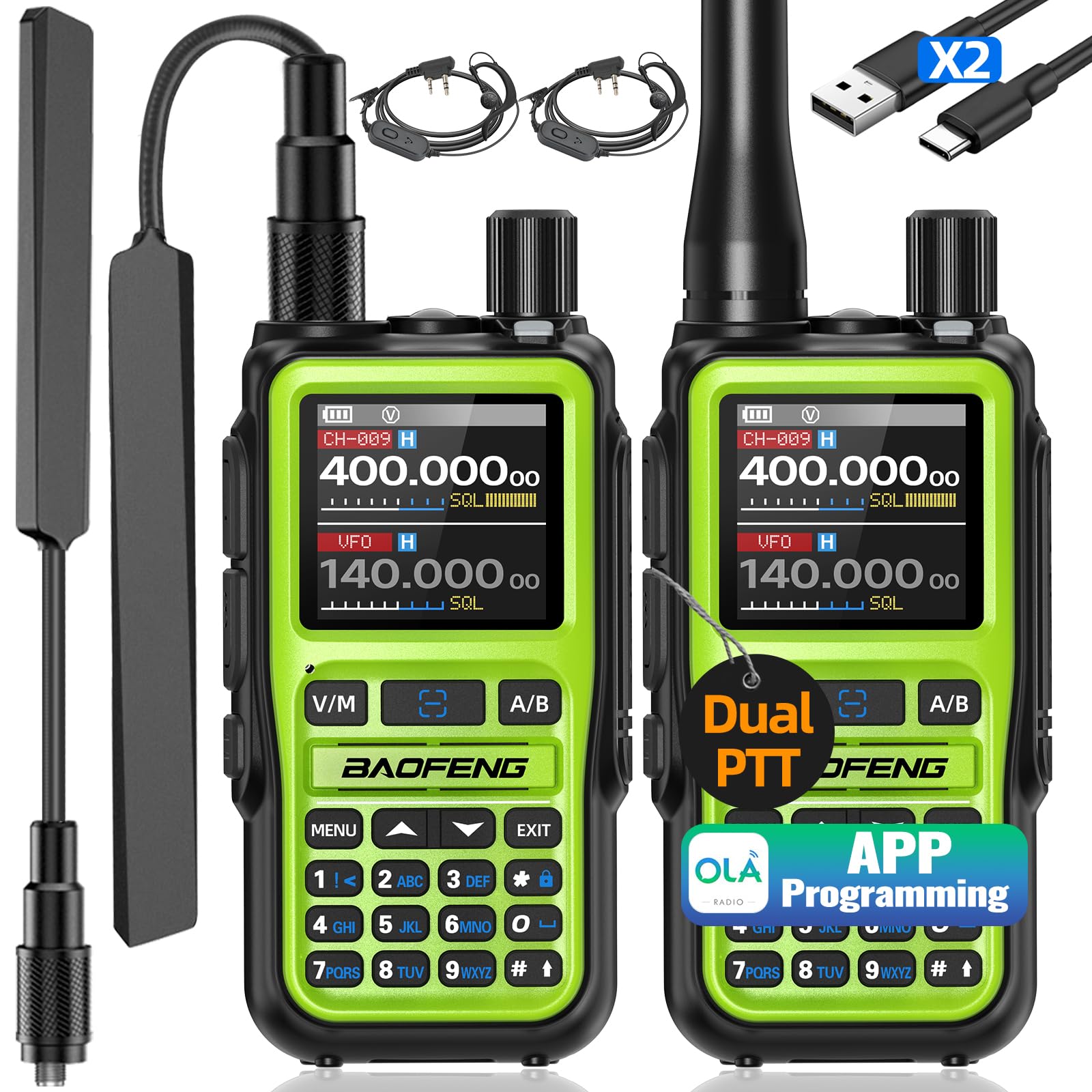 Photo 1 of Baofeng UV-5R Mini Radio Ham Radio Long Range Handheld Two Way Radio Dual PTT NOAA Weather Receiver Rechargeable Walkie Talkies Longe Range Copy Frequency 999CH with USB-C Charging Survival Radio