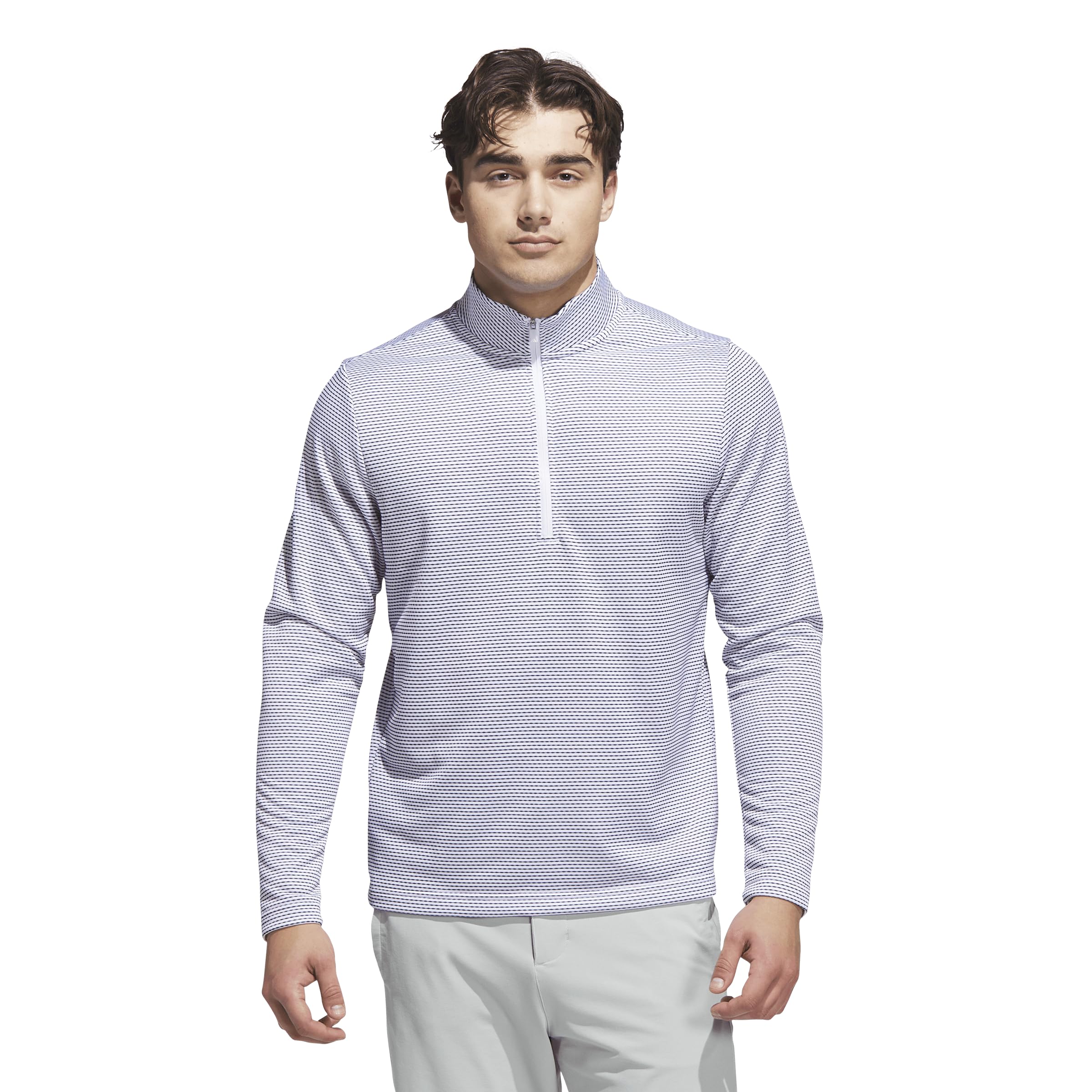 adidas Men’s Performance Printed Quarter-Zip Pullover, White, X-Large