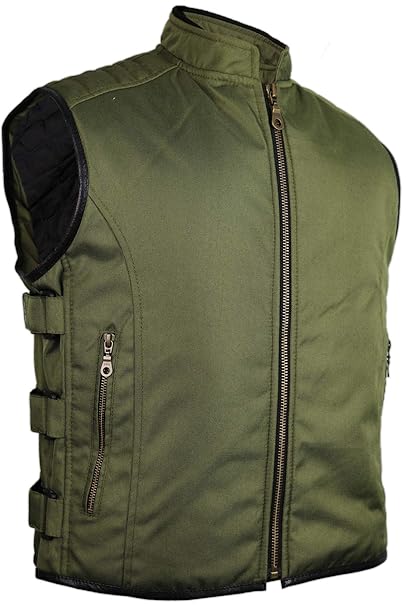 MDM Textil Bikerweste in Khaki Grün