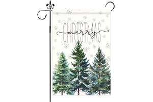 GODUCK Merry Christmas Garden Flag 12x18 Inch Double Sided Christmas Tree flag for Outside Winter Festive Holiday Yard Outdoor Decorative Pine Tree Flag