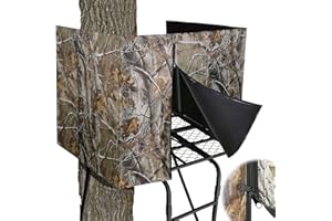 TOBWOLF Tree Stand Blind Kit, Wood Camouflage Tree Stand Cover with Silent Zipper, 102.4'' X 35.5'' Waterproof Hunting Blind, Quiet & Easy to Disguise Treestand Camo Blinds Cover for Forest Hunting