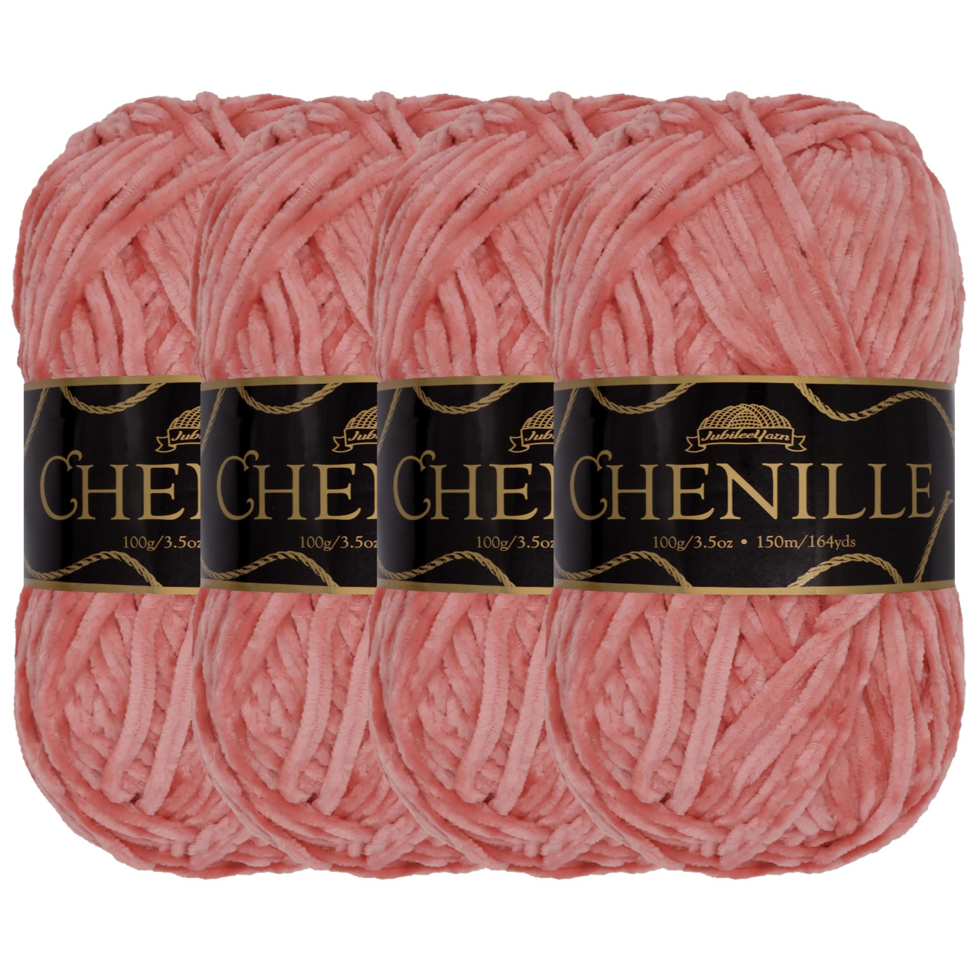 JubileeYarn Chenille Yarn - Worsted Weight - 100g/skein (4 Skeins, 127 Rhubarb Torte)