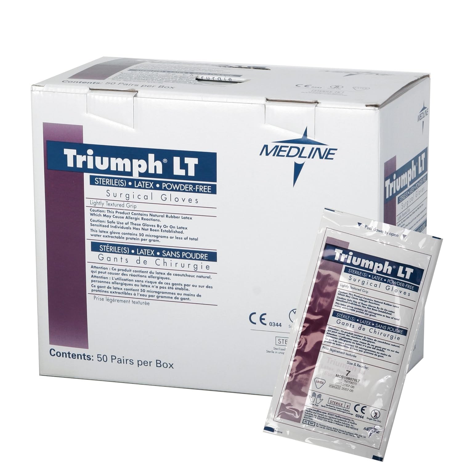 Medline MDS108060LT Triumph LT Sterile PowderFree Latex