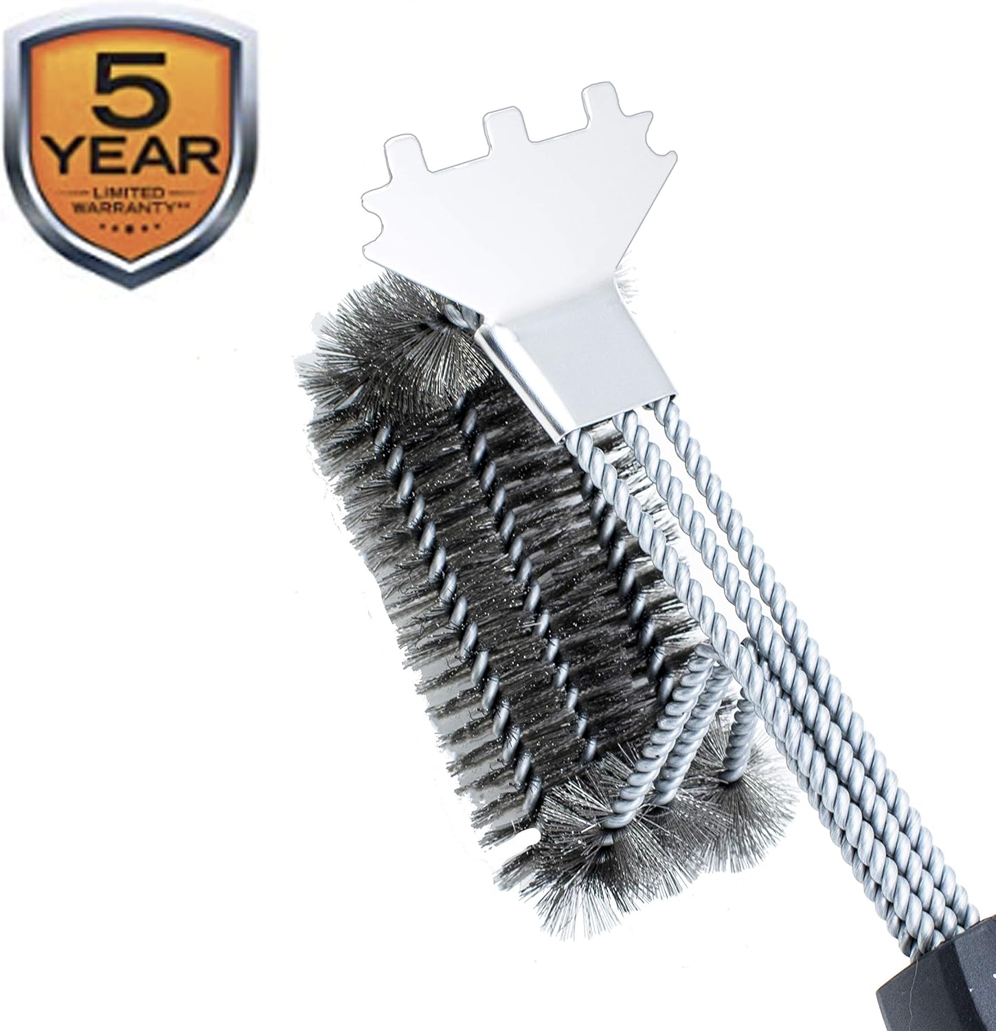 Kona Speed/Scrape Grill Brush and Scraper - Compatible with Weber and Other Brands Flat & Round Grill Grates - BBQ Cleaner for Gas Grills, Stainless Steel Cast Iron Grates - New Flex Grip Handle: Home & Kitchen