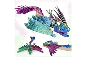 SHUWND 3D Printed Dragon with Wings,3D Printed Animals Toy,3D Printed Flexible Dragons,Crystal Dragon Fidget Toys,Full Articulated Dragon Crystal Dragon (Red Yellow and Blue), Small, 1231396