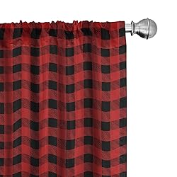 Lunarable Gingham Curtains, Scottish Kilt Print