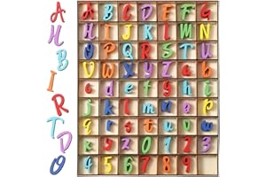 Blulu 248 Pcs 1 Inch Wood Alphabet Letters Numbers Blank Unfinished Wooden Letters Numbers for Crafts with Rustic Storage Tray for Spelling Learning Education Back to School Gifts(Mixed Color)