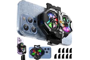 Mikirini Mobile Phone Cooler with RGB Backlight and Temp Display, Cellphone Cooling Fan with Dual Semi-Conductor Cooling Chip