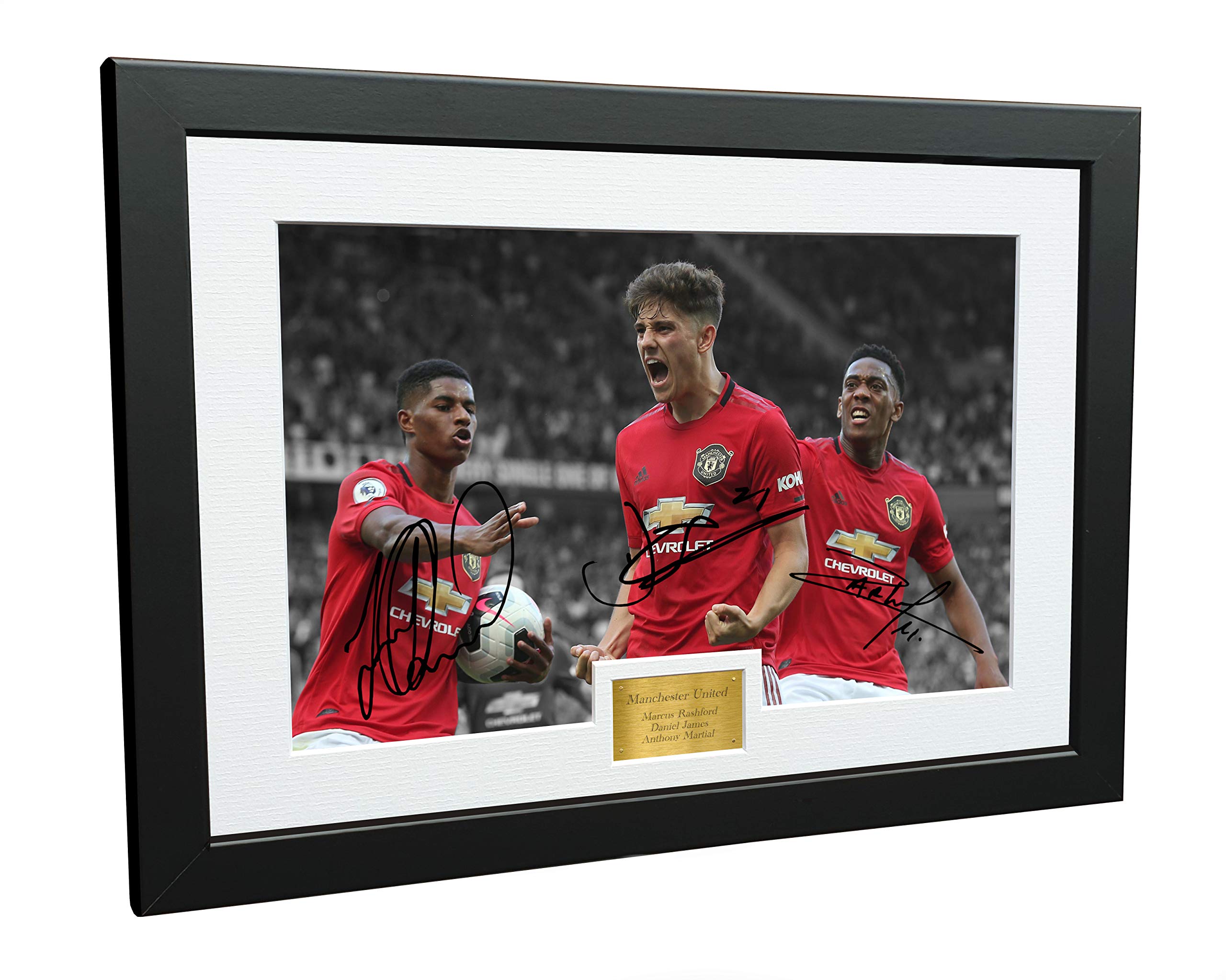 12x8 A4 Signed Marcus Rashford Daniel James Anthony Martial Manchester United Autographed Photo Photograph Picture Frame Football Soccer Poster Gift