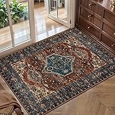 Tangsoo Oriental 2x3 Washable Rugs for Entryway Vintage Non Slip Small Area Rug, Indoor Front Door Rug, Print Door Mat Indoor Entrance Soft Low Pile Throw Rug for Entry Kitchen Bedroom Bathroom