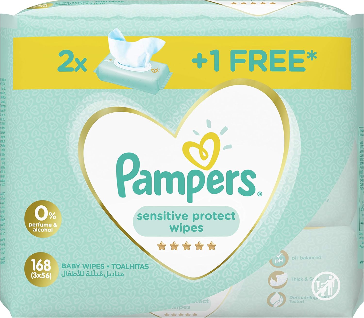 Pampers Sensitive Baby Wipes, 2+1, 168 Count Buy Online at Best Price