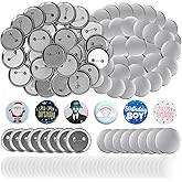 200 Sets Button Maker Supplies - 32mm/1.25 inch Button Parts, Metal Blank Button Badge Parts with Blank Paper for Button Make