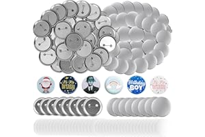 200 Sets Button Maker Supplies - 32mm/1.25 inch Button Parts, Metal Blank Button Badge Parts with Blank Paper for Button Make