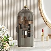 Lyoveu B-H1 Makeup Brush Holder with Dustproof Cover 360 Rotating Makeup Brushes Organizer for Vanity Desktop Bathroom (Gray)