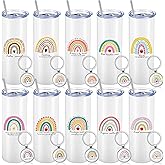 Sunnyray 10 Pcs Teacher Appreciation Gifts Inspirational Tumbler Insulated Thank You Tumbler Stainless Steel Teacher Mug with Keychains for Teachers Day Birthday Christmas Graduation (Stylish,20 oz)