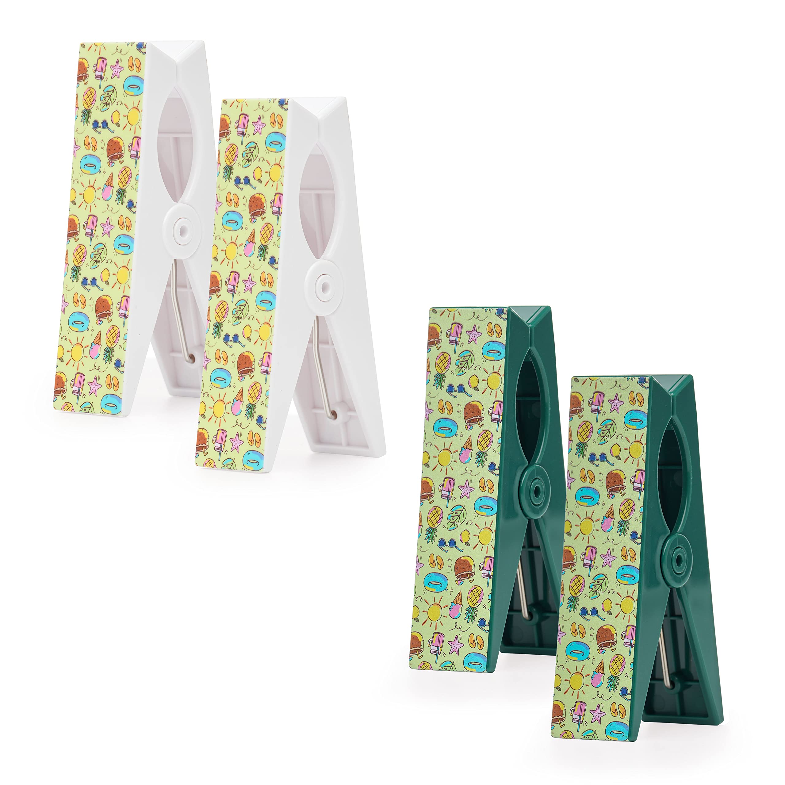 4 pcs Accessories Summer Clips Pegs Beach Towel Laundry Quilt Camping Garden Kite Surf Sunbed Sun Lounger Yacht Boat Gym Kitchen outdoors Birtday gift Accessory (GREEN)