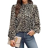 WIHOLL Long Sleeve Shirts for Women Mock Neck Tops Pleated Front Blouses Dressy Casual Spring Fall Clothes 2026 Fashion