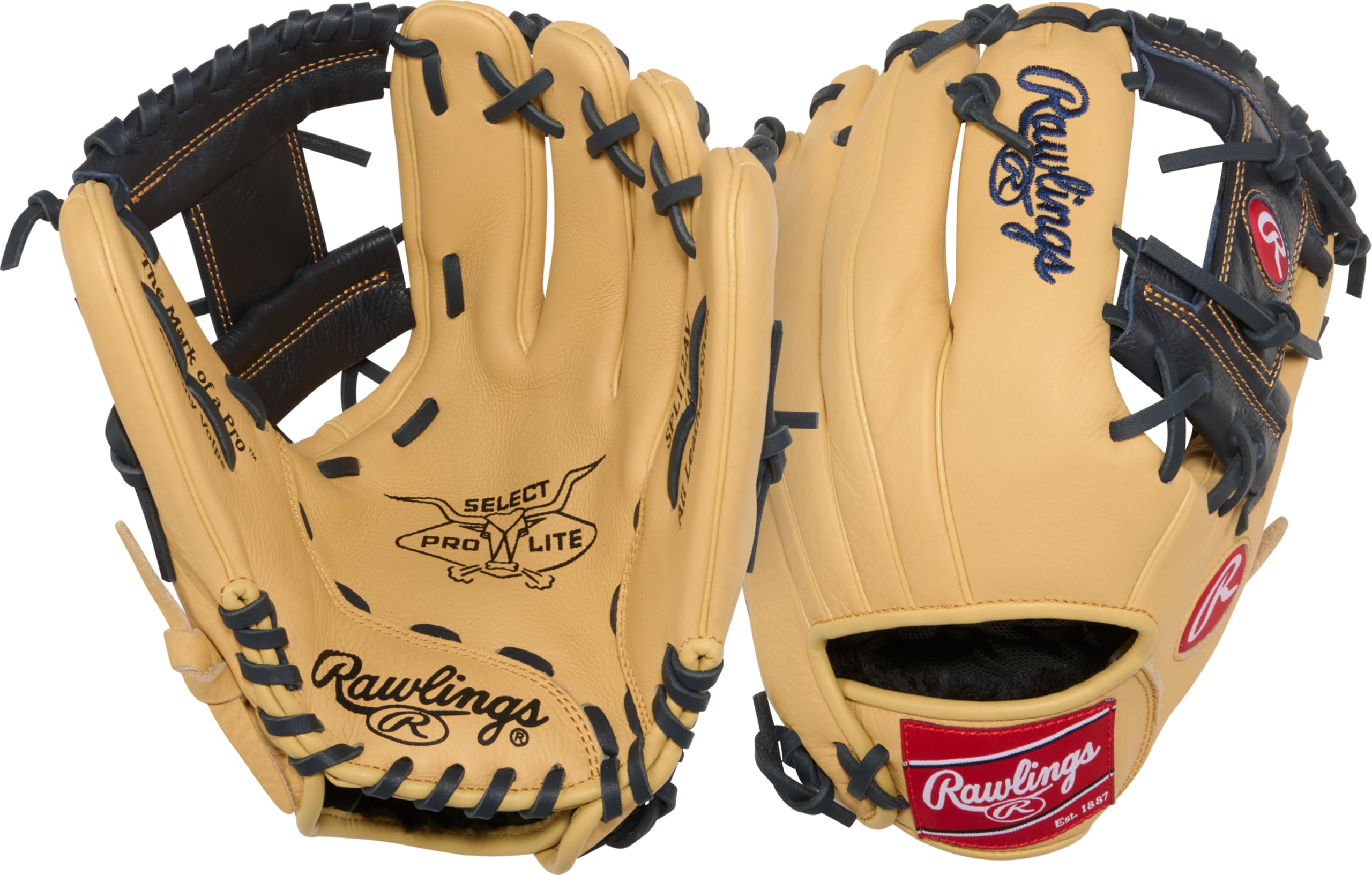 Rawlings | Select Pro Lite Series Anthony VOLPE Youth Baseball Glove | 11.25" | Right Hand Throw | Camel/Navy Image