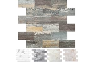 REOVATILE 20-Pack Peel and Stick Tile Backsplash for Kitchen 12"X12" Thicker Wood Panel Stick on Backsplash for Bathroom Tile, Stair Decals, Laundry Table, Bedroom in Mix Wood