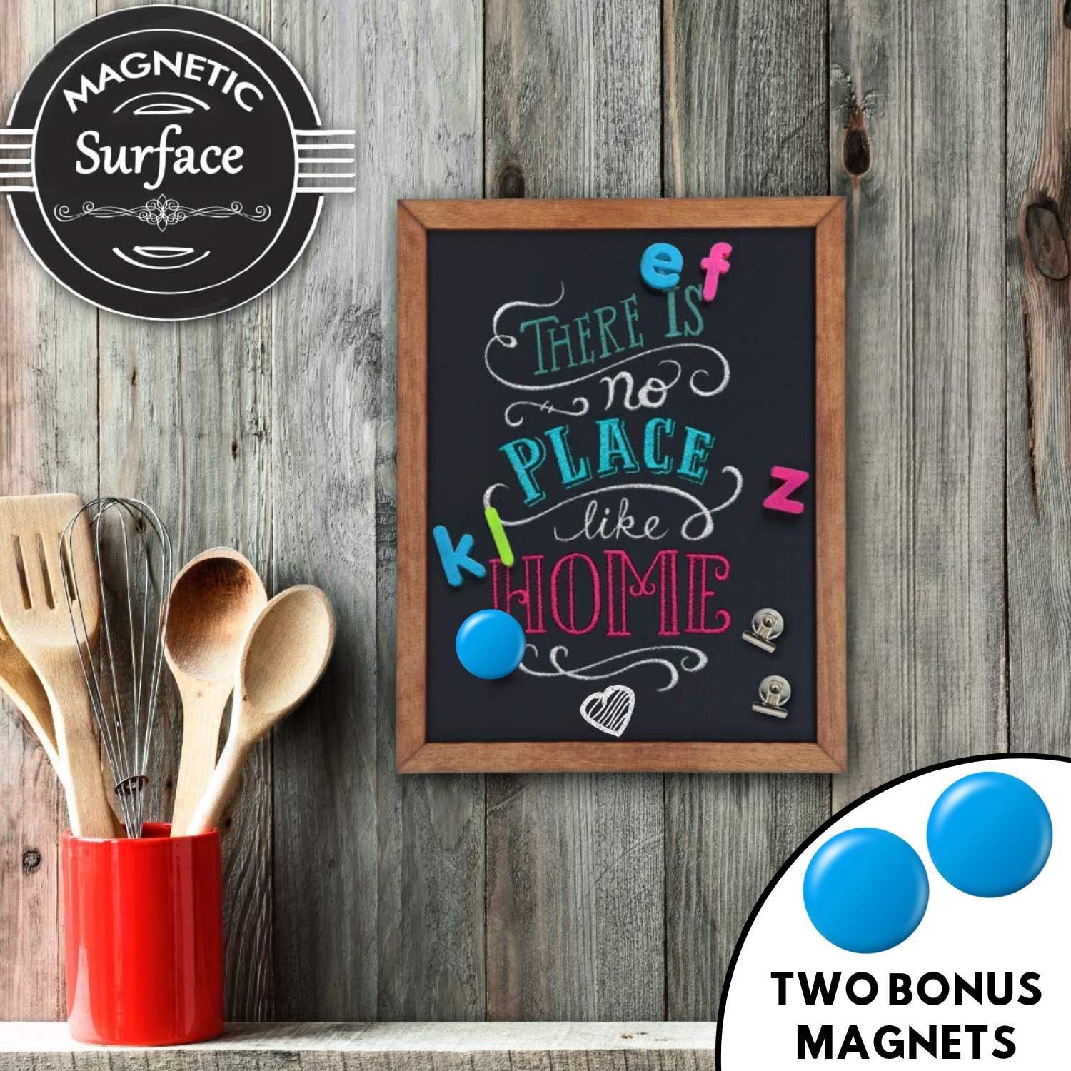 Premium Magnetic Decorative Hanging Chalkboard with Rustic Pine Wood, Use with Regular or Liquid Chalk, Non Porous Wall Blackboard for Home, Classroom, Office … (11 x 14) : Office Products