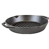 Lodge 12" Cast Iron Dual Handle Grill Pan, Black