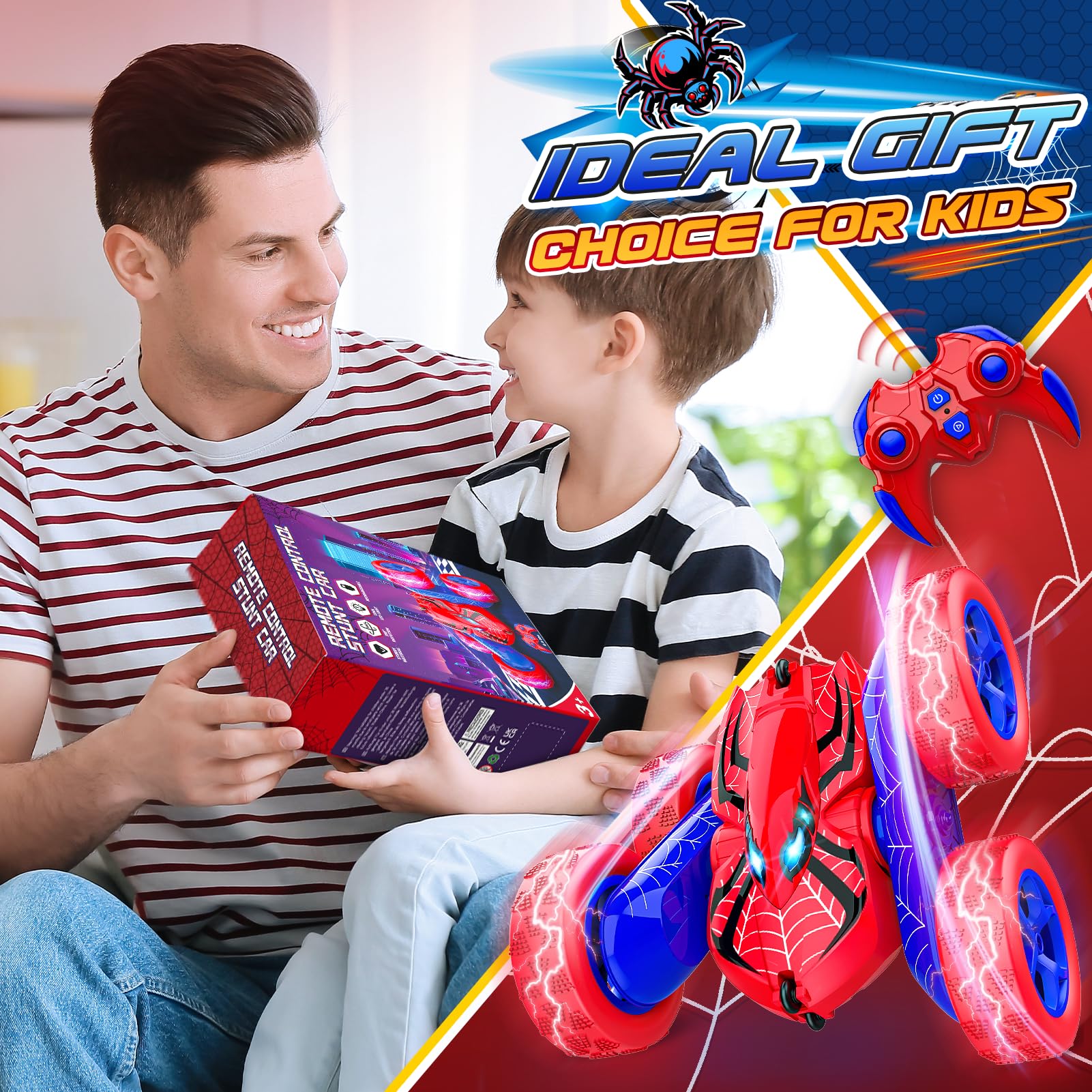 Remote Control Car,RC Cars Boys Toys for 3 4 5 6 7 8 9 10 11 12 Year Old Boy Double Sided 360°Flip 4WD Rechargeable Drift RC Race Car Birthday Gifts Christmas Basket Stuffers for Kids Age 3-12