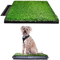 Downtown Pet Supply Dog Pee Potty Pad, Bathroom Tinkle Artificial Grass Turf, Portable Potty Trainer (20 x 25 Inch with Drawe