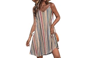 JOELLYUS Womens Spaghetti Strap Dress Summer Dresses Beach Cover Ups Casual Sundresses with Pockets