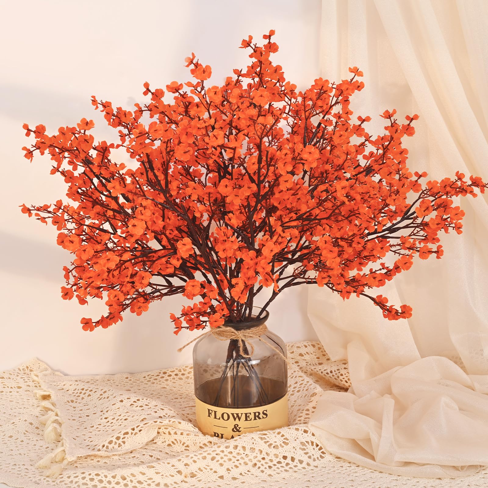Photo 1 of Yastouay Fake Fall Flowers Thanksgiving Table Decor, 10Pcs Fall Orange Faux Artificial Flowers for Decorations, Babys Breath Artificial Flowers Bulk for Thanksgiving Fall Decor Floral Arrangement
