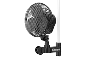 CANNABMALL Clip On Fan for Grow Tents 6 Inch Oscillating Fan with Adjustable Grip Clip and 2-Speed Options, Strong Airflow, Humidity Resistant Motor, Quiet Hydroponics Circulation Cooling (Black)