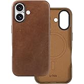 Le Pelle - Handcrafted Premium Italian Leather Case for iPhone 16 - Compatible with Magsafe - Two-Tone Effect with Unique Patina Over Time - Cocoa Brown