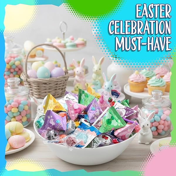 EASTER CANDY MIX | 2-POUND BAG | EASTER EGGS FILLERS | LOLLIPOPS, CHEWING GUM, HARD CANDY, DUCKS, CHICKS AND BUNNIES FOR BUFFETS & GIFT BASKETS | ASSORTED CANDY VARIETY PACK
