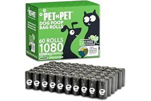 Pet N Pet Dog Poop Bags - USDA Certified 41% Plant-Based Doggy Poop Bags - Leak-Proof Sac Caca Chien Refill Rolls (1080 Count