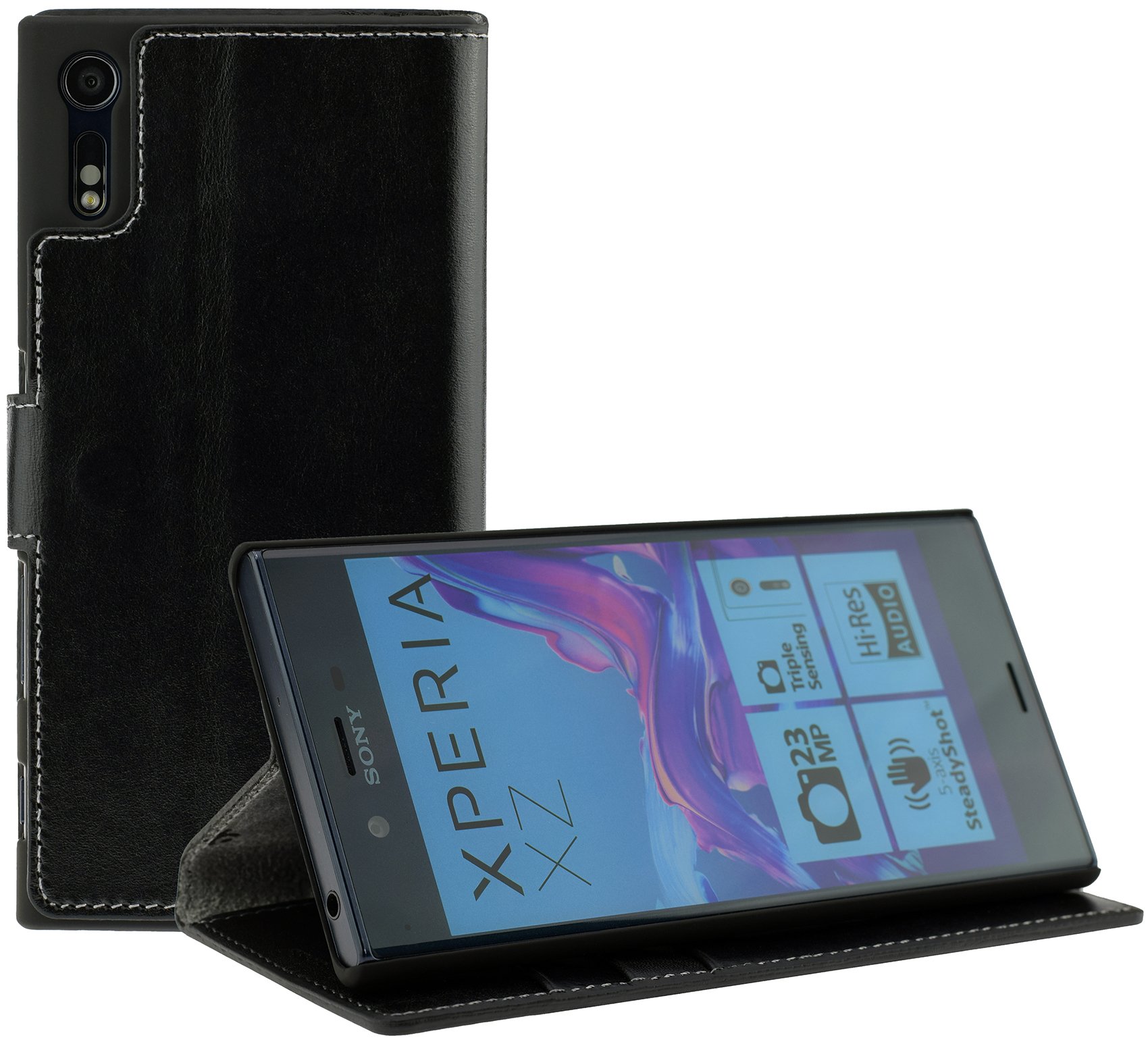 Sony Xperia XZ | Sony Xperia XZS | (Slim Fit) Leather Book Style Case Leather Mobile Phone Case Cover With Stand And Card Slot