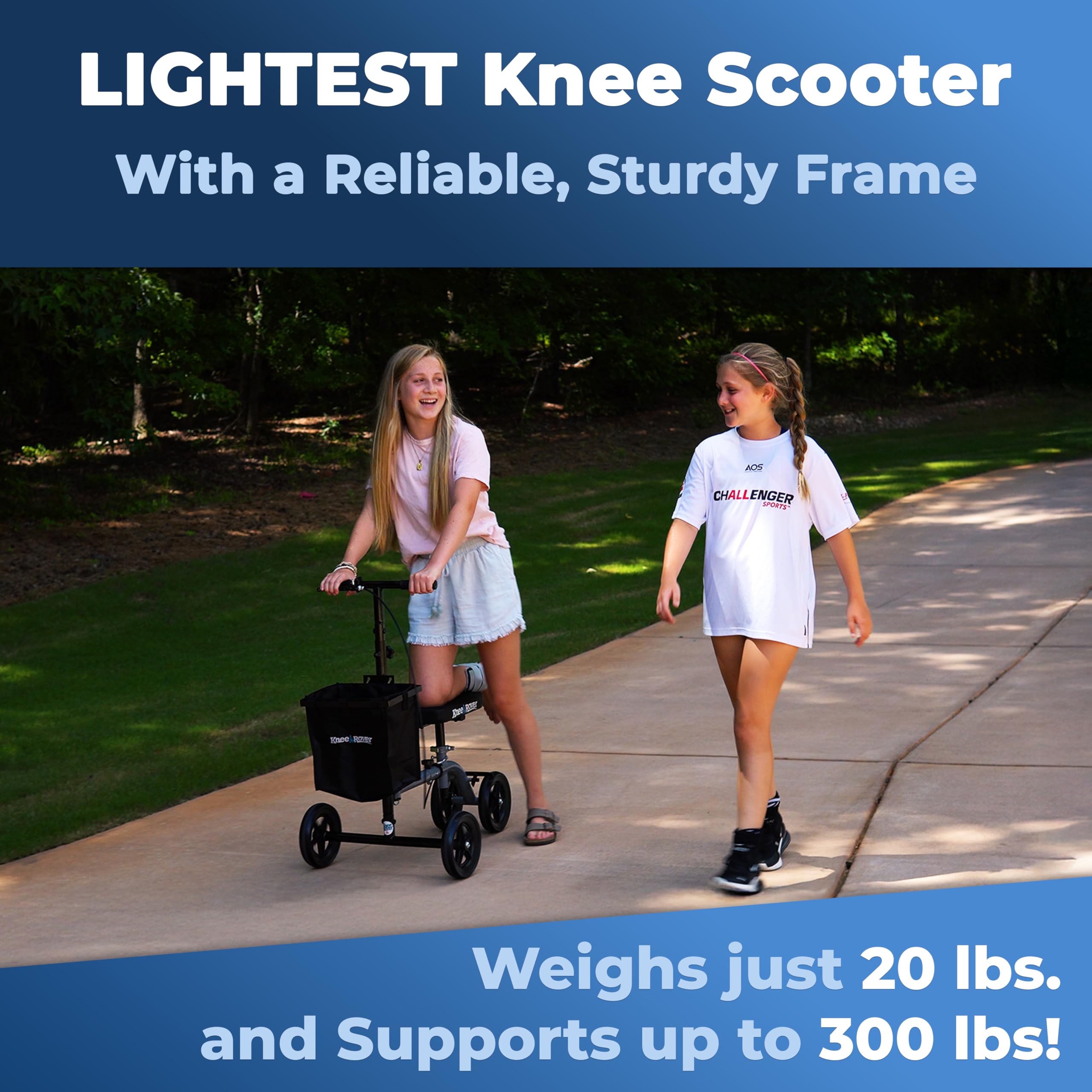 KneeRover Ultra Knee Walker Lightweight Economy Steerable Knee Scooter for Adults for Foot Surgery Broken Ankle Foot Injuries - Knee Rover Scooter for Broken Foot Injured Leg with Basket Gray