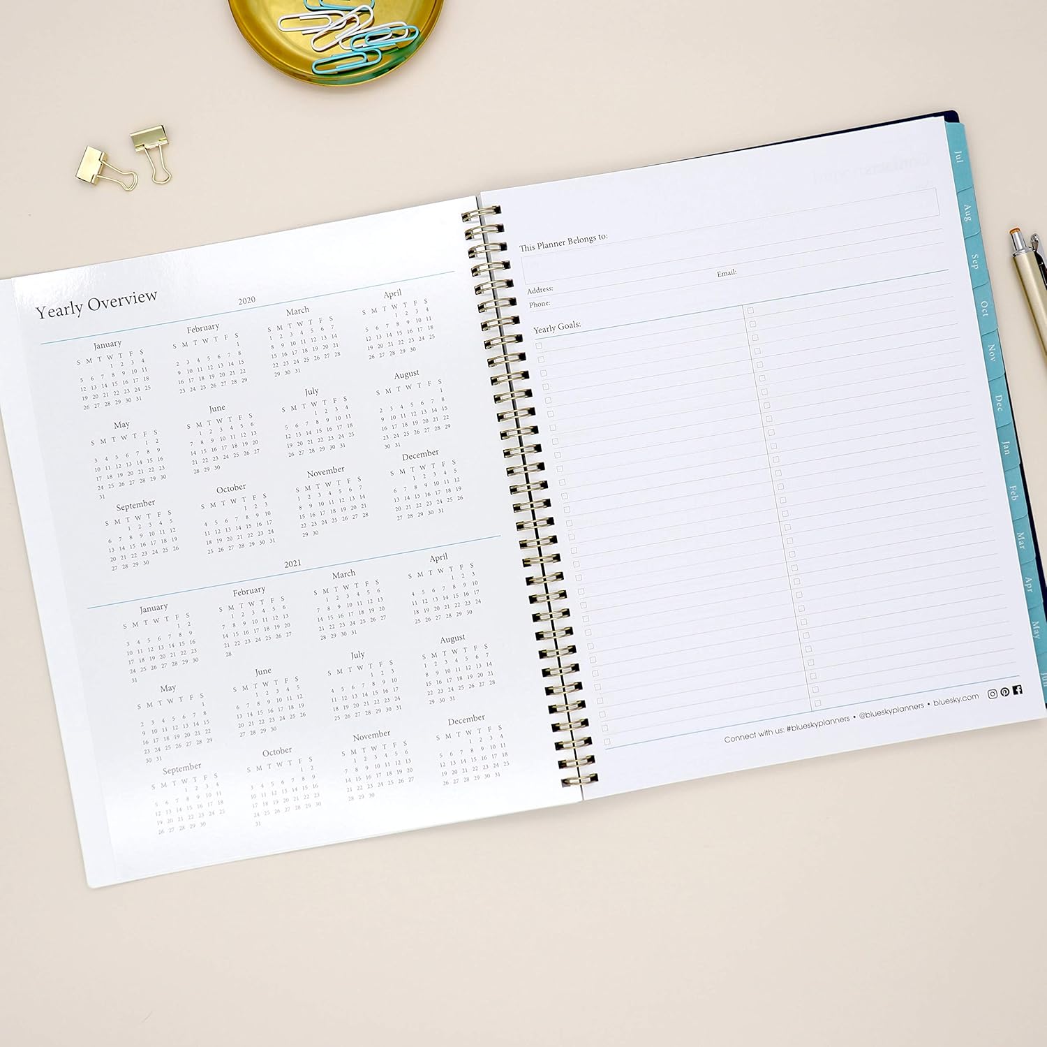 Blue Sky 2020-2021 Academic Year Weekly & Monthly Planner, Flexible Cover, Twin-Wire Binding, 8.5" x 11", Ava: Office Products