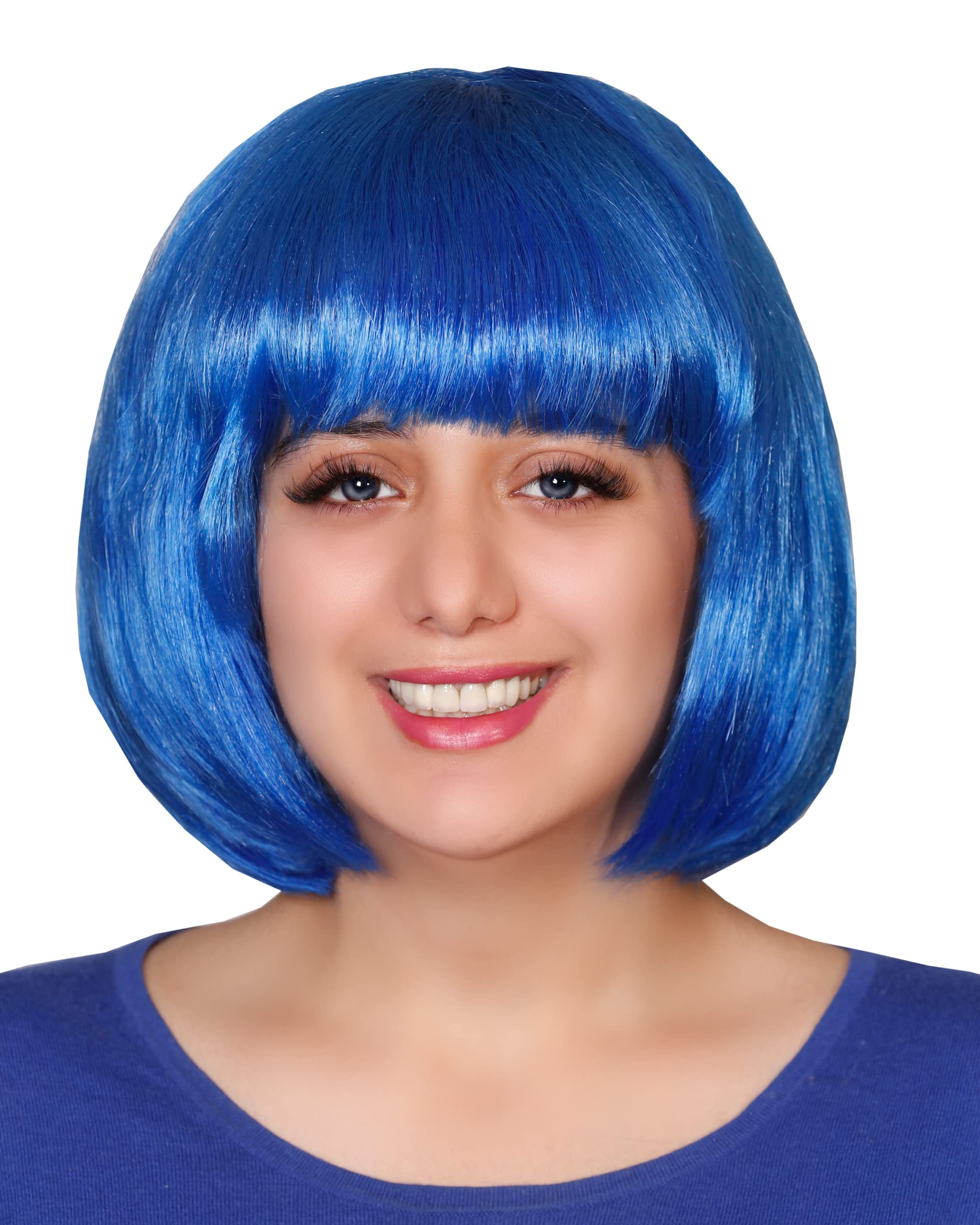 Royal Blue Bob Wig with Fringes – Short Synthetic Wig for Women, Costume, Cosplay, Halloween, Party, Fancy Dress, Carnival, Stage Performance — image 1