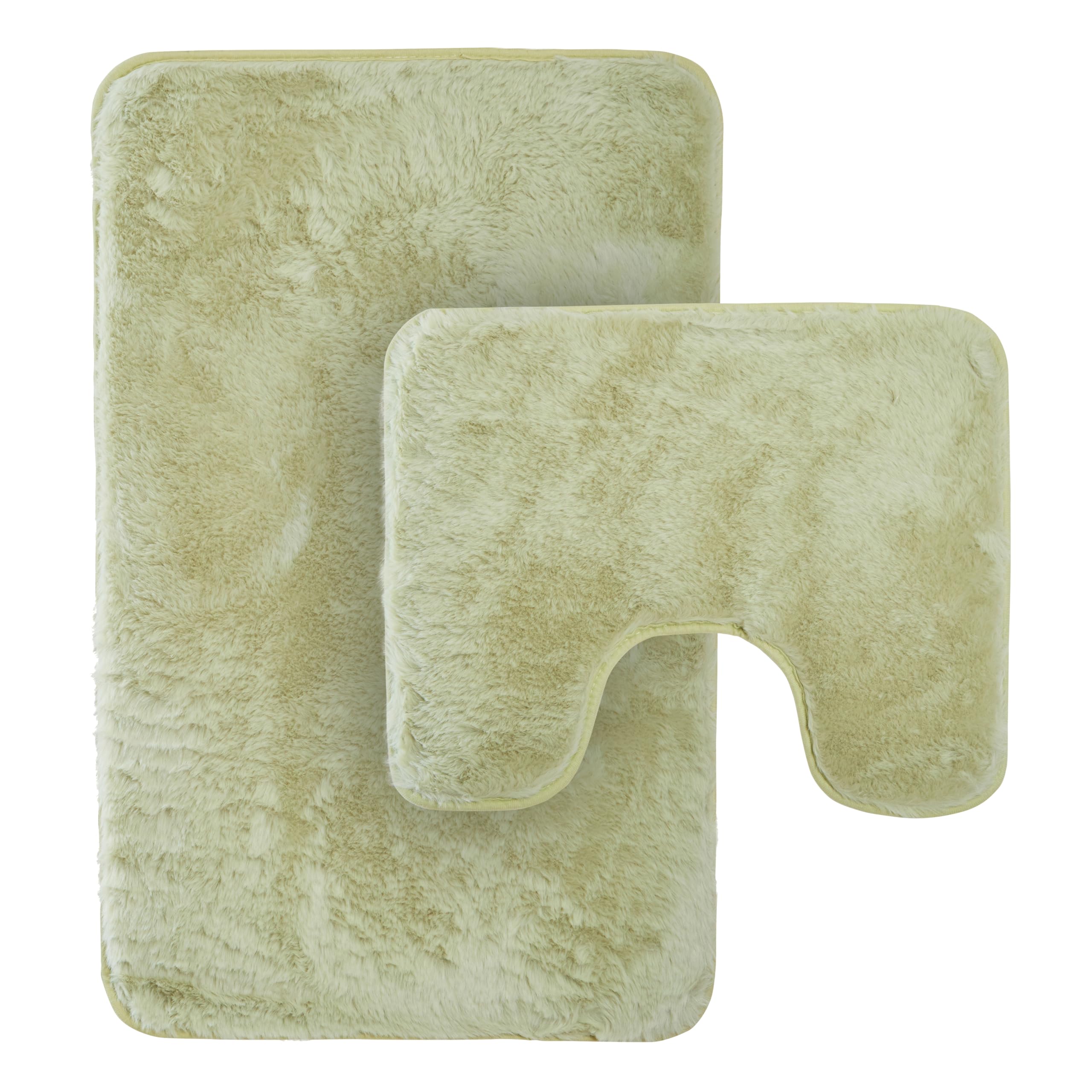 Olivia Rocco 2 Piece Bath Mat Set Extra Soft Easy Care Plush Bath Rug + Toilet Mats Super Absorbent Non Slip Bathmat for Bathroom Toilet Shower, Sage Green