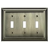 BESTTEN Antique Brass Metal Triple Toggle Switch