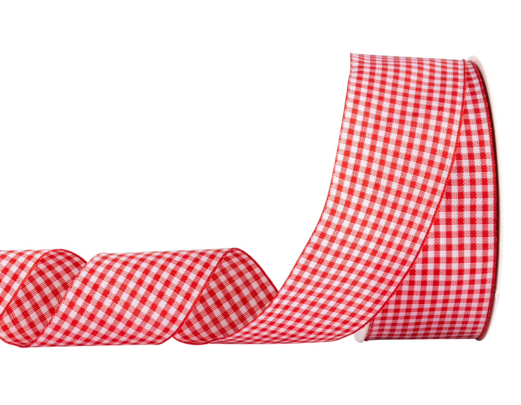 AVANAVA Gingham Ribbon 40mm Plaid Polyester Check Woven Ribbon for Crafts, Gifting and Wedding (22 Meters-Roll, Red) — image 1