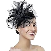 Fascinator Tea Party Hat Women 20s 50s Wedding Cocktail Flower Mesh Feathers Hair Clip for Carnival Halloween