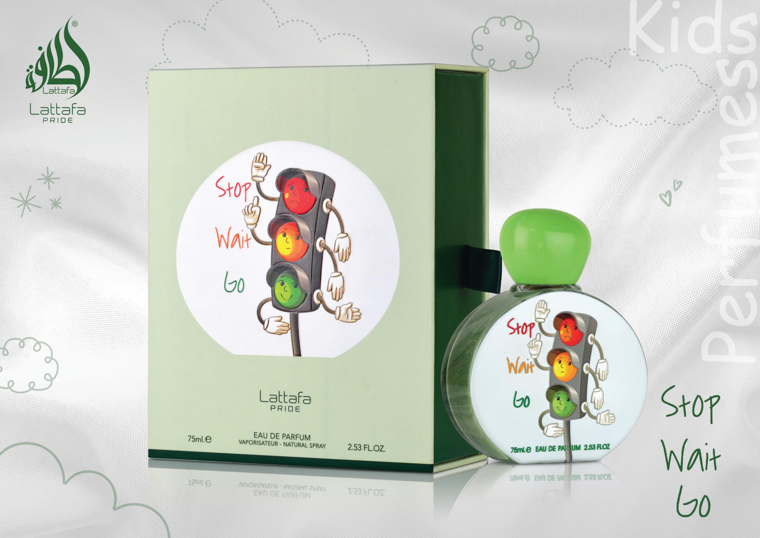 Lattafa Pride Stop Wait Go for Kids Eau de Parfum Spray, 2.53 Ounce / 75 ml