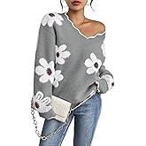 Pink Queen Women's Oversized V Neck Fuzzy Sweaters 2026 Casual Loose Long Sleeve Chunky Knit Pullover Jumper Tops