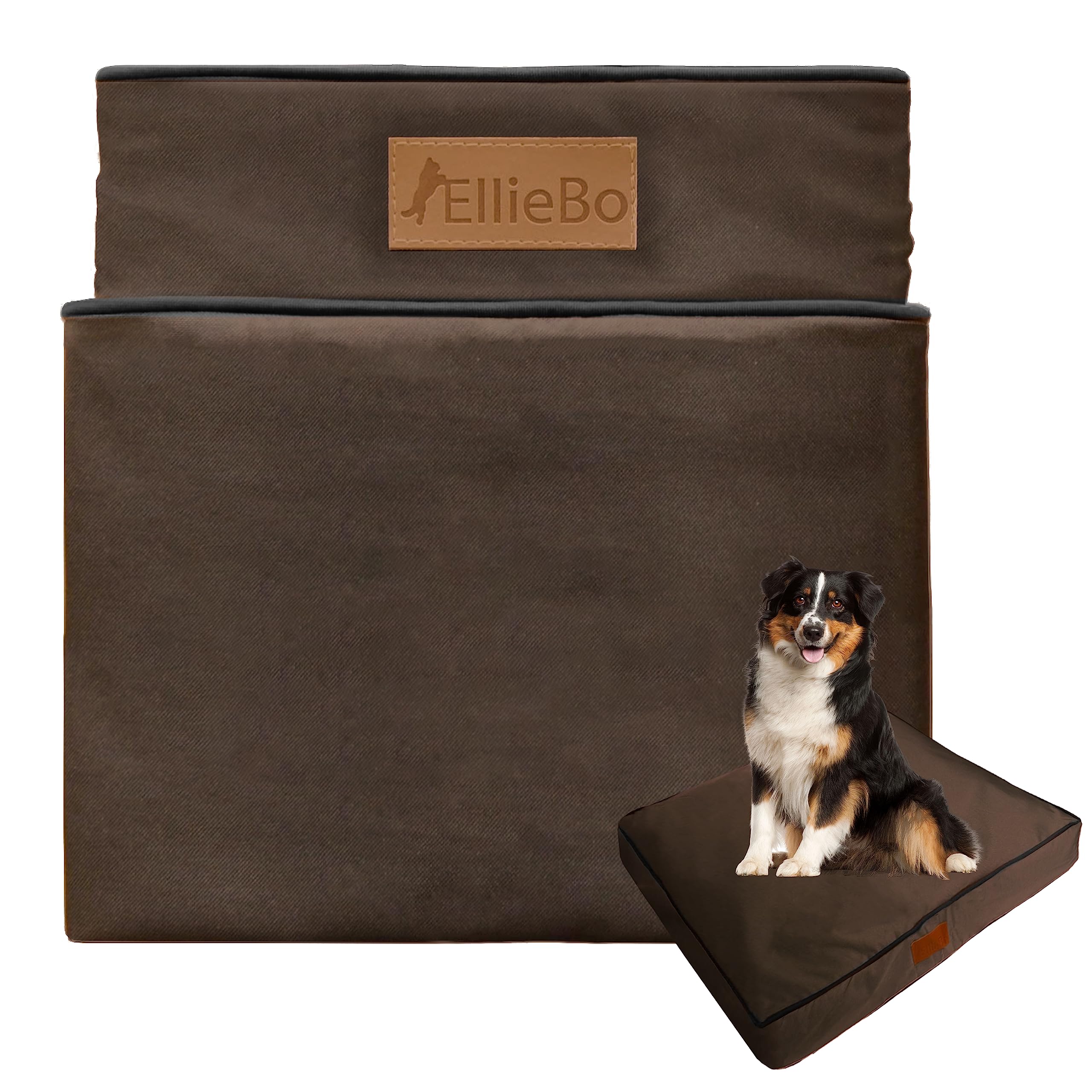 Ellie-Bo Large Memory Foam Dog Bed Cover for 36-inch Dog Cage/Crate - Brown Water Resistant